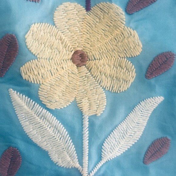 Antik Batik Tady Blue Multicolor Sky Floral Embroidered Lined Cotton Skirt NWT - Picture 8 of 16